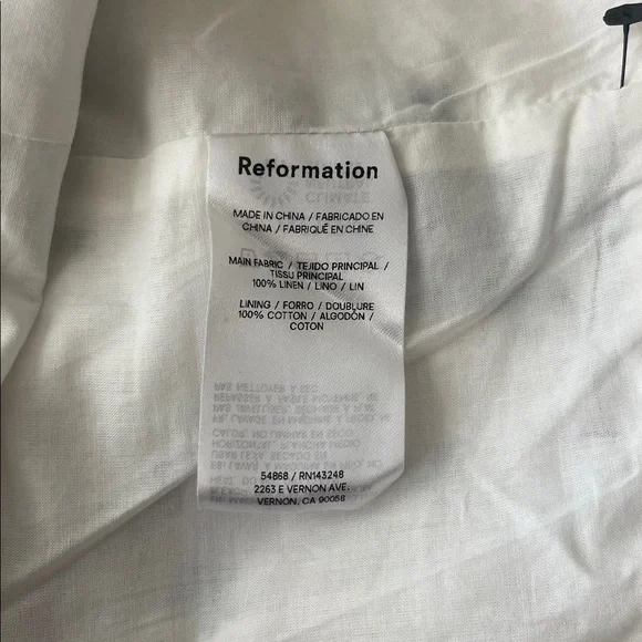 Reformation Paola Linen Sleeveless Top in Delicacy Corset White Blue Coquette - Picture 8 of 9